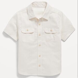 Old Navy Boys Short Sleeve Linen-Blended Utility Pocket Shirt. Toddler Boys 3T